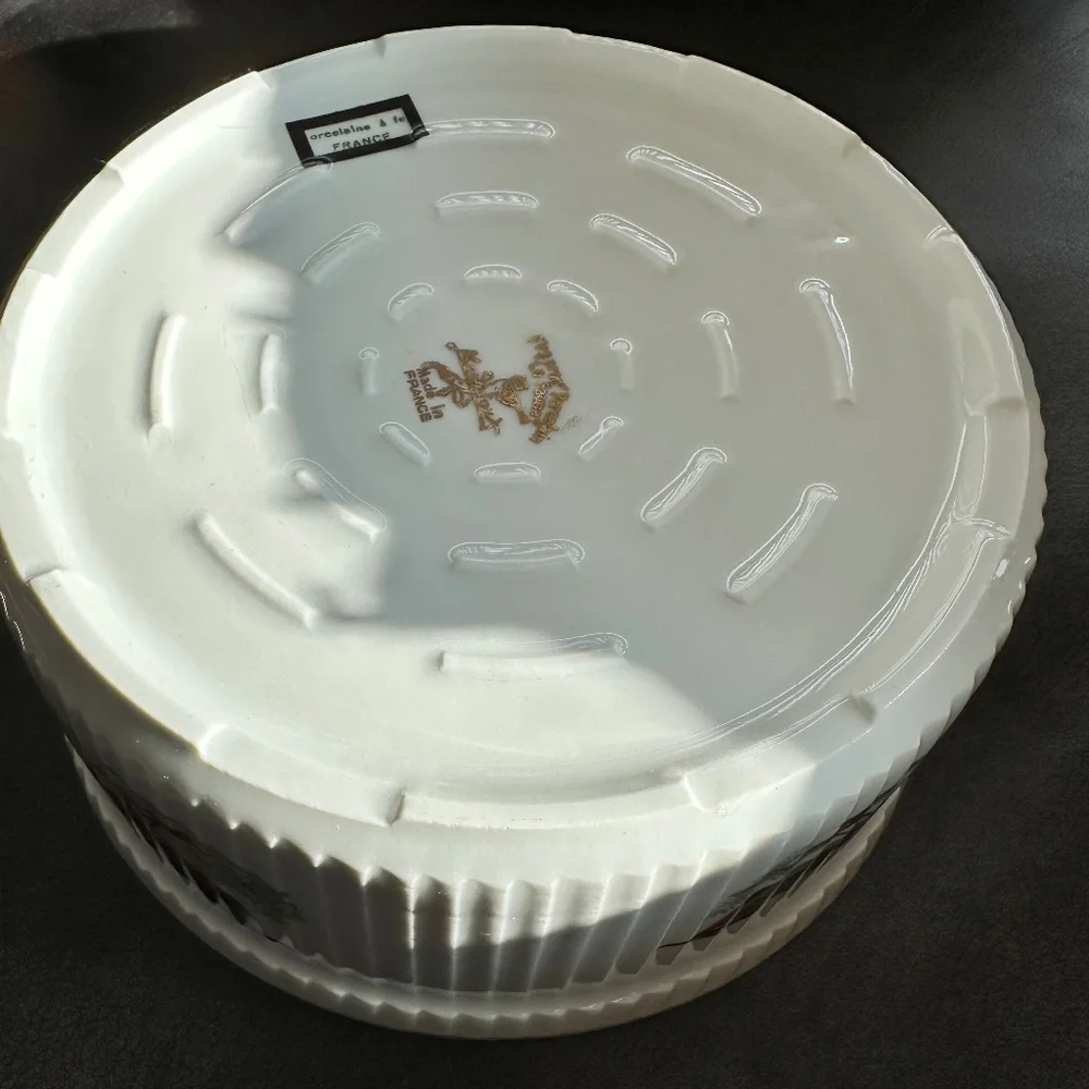Porcelain Baking Dish Souffle Casserole Birds France Louis Lourioux Le Faune